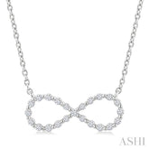 1/8 Ctw Petite Infinity Round Cut Diamond Fashion Pendant With Chain in Sterling Silver