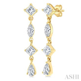1/2 Ctw Mixed Cut Diamond Fashion Long Earrings in 14K Yellow Gold
