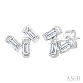 1/5 Ctw Baguette Diamond Petite Fashion Earrings in 10K White Gold