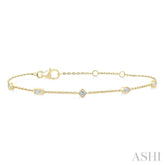 1/3 Ctw Mixed Shape Bezel Set Round Cut Diamond Station Chain Bracelet in 14K Yellow Gold