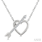 1/8 Ctw Heart Toggle Round Cut Diamond Fashion Necklace in 10K White Gold