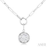 1/4 Ctw Lovebright Circular Shape Round Cut Diamond Paperclip Necklace in 14K White Gold