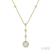 5/8 Ctw Circular Mount & Bar Extension Round Cut Diamond Lovebright Necklace in 14K Yellow and White Gold