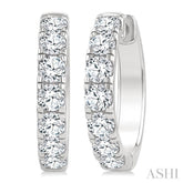 2 1/2 Ctw Round Cut Diamond Hoop Earrings in 14K White gold