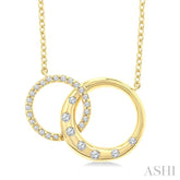 1/6 Ctw Round Cut Diamond Interlocked Circles Mosaic Fashion Pendant With Chain in 10K Yellow Gold