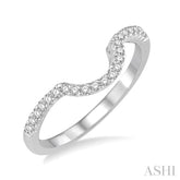 1/8 Ctw Curved Center Round Cut Diamond Wedding Band in 14K White Gold