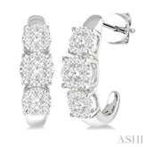 1 Ctw Lovebright Round Cut Diamond Earrings in 14K White Gold