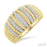 1/3 Ctw Dome Shape Rope Bead Round Cut Diamond Fashion Ring in 14K Yellow Gold