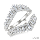 1 Ctw Tiara-Shaped Graduated Baguette and Round Cut Diamond Insert Ring in 14K White Gold