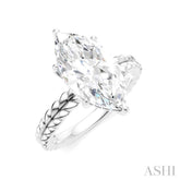 1/10 Ctw Marquise Shape Round Cut Diamond Semi-Mount Engagement Ring in 14K White Gold