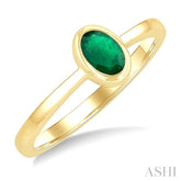 6X4 MM Oval Shape Emerald Precious Solitaire Ring in 14K Yellow Gold