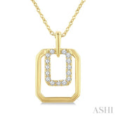 1/10 Ctw Nested Octagonal Frame Round Cut Diamond Fashion Drop Petite Pendant With Chain in 10K Yellow Gold