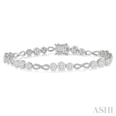 2 1/2 Ctw Tri-Mount Set & Milgrain Infinity Link Lovebright Round Cut Diamond Bracelet in 14K White Gold