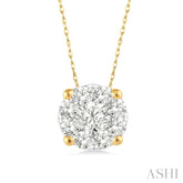 1/8 Ctw Round Cut Diamond Lovebright Pendant in 14K Yellow and White Gold with Chain