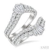 2 Ctw Baguette and Round Cut Diamond Insert Ring in 14K White Gold