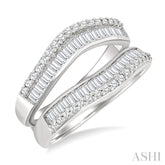 1 1/10 Ctw Baguette and Round Cut Diamond Insert Ring in 14K White Gold