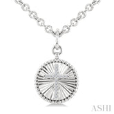 1/10 Ctw Latin Cross Round Cut Diamond Round Fluted Medallion Fashion Pendant With Chain in Sterling Silver