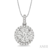 1/2 Ctw Lovebright Round Cut Diamond Pendant in 14K White Gold with Chain
