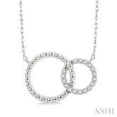 1/10 Ctw Interlocking Twin Circles Round Cut Diamond Pendant With Chain in 10K White Gold