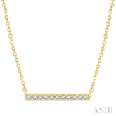 1/8 Ctw Bar Round Cut Diamond Petite Necklace in 10K Yellow Gold