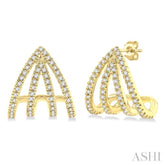 1/3 Ctw Petite Claw Round Cut Diamond Fashion Stud Earring in 10K Yellow Gold