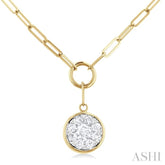 1/4 Ctw Lovebright Circular Shape Round Cut Diamond Paperclip Necklace in 14K Yellow & White Gold