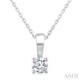 1/5 Ctw Prong Set Round Cut Diamond Solitaire Pendant With Chain in 14K White Gold