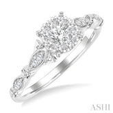 3/8 Ctw Round Lovebright Diamond Engagement Ring in 14K White Gold