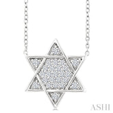 1/4 Ctw Star of David Round Cut Diamond Fashion Pendant With Chain in 14K White Gold