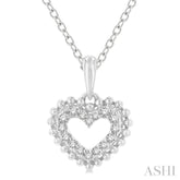 1/10 Ctw Petite Heart Round Cut Diamond Fashion Pendant With Chain in 10K White Gold
