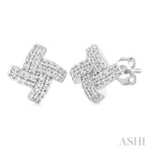 1/5 Ctw Petite Pinwheel Round Cut Diamond Fashion Stud Earring in 10K White Gold