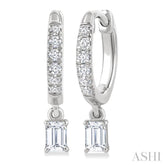 3/8 Ctw Octagon Shape and Round Cut Diamond Fashion Huggie Petite Earrings in 14K White Gold