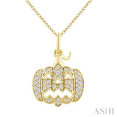 1/6 Ctw Petite Pumpkin Round Cut Diamond Fashion Pendant With Chain in 10K Yellow Gold