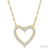 1/10 Ctw Heart Shape Round Cut Diamond Pendant With Chain in 10K Yellow Gold