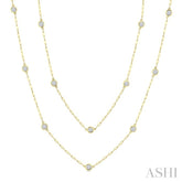 2 Ctw Bezel Set Round Cut Diamond 36-Inch Station Necklace in 14K Yellow Gold