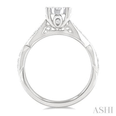1/2 Ctw Round Shape Lovebright Marquise Carved Round Cut Diamond Engagement Ring in 14K White Gold