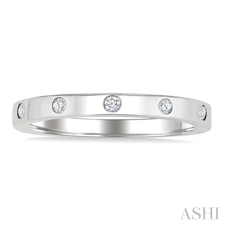 1/10 Ctw Flush Bezel Set Diamond Fashion Band in 10K White Gold
