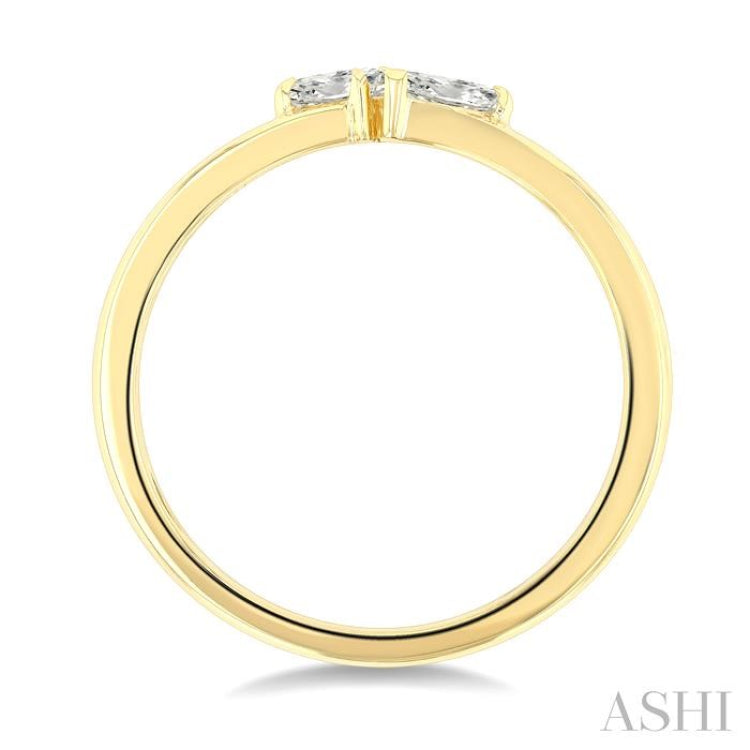 1/3 Ctw Toi Et Moi 2-Stone Pear and Oval Cut Diamond Fashion Ring in 14K Yellow Gold