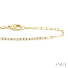 1/4 Ctw Round Cut Diamond Paperclip Chain Bracelet in 14K Yellow Gold