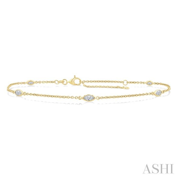1/2 Ctw Marquise Cut Diamond Station Bracelet in 14K Yellow Gold
