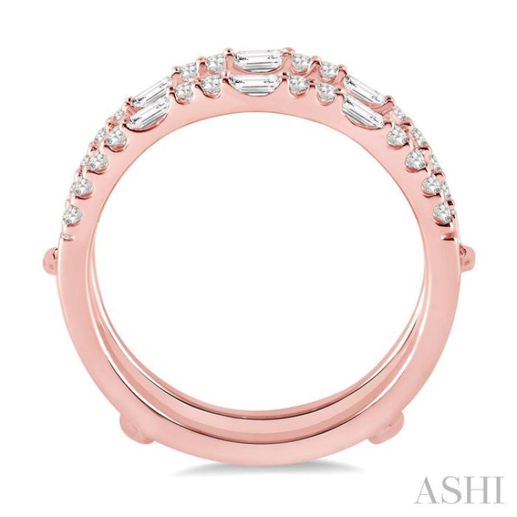 1/2 Ctw Baguette and Round Cut Diamond Insert Ring in 14K Rose Gold