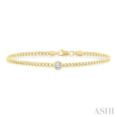 1/4 Ctw Round Cut Diamond Curb Link Bracelet in 14K Yellow Gold