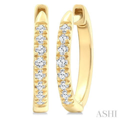 1/4 Ctw Round Cut Diamond Huggie Petite Earrings in 10K Yellow Gold