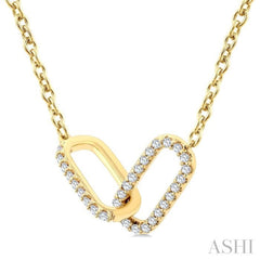 1/4 Ctw Round Cut Diamond Paperclip Interlock Fashion Pendant With Chain in 10K Yellow Gold
