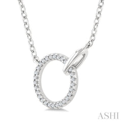1/10 Ctw Round Cut Diamond Interlocked Circle Fashion Petite Pendant With Chain in 10K White Gold