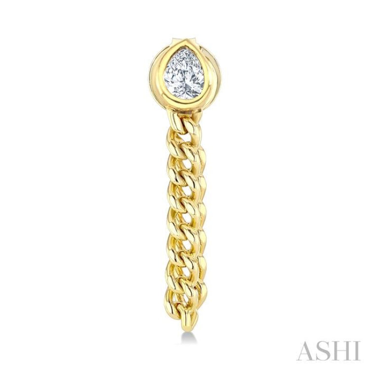 1/3 Ctw Bezel Set Pear Cut Diamond Curb Link Fashion Earrings in 14K Yellow Gold