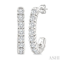 1/4 Ctw Petite Round Cut Diamond Fashion Half Hoop Earrings in 10K White Gold