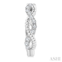 1/4 Ctw Split & Twisted Rope and Round Cut Diamond Huggie Petite Earrings in 10K White Gold