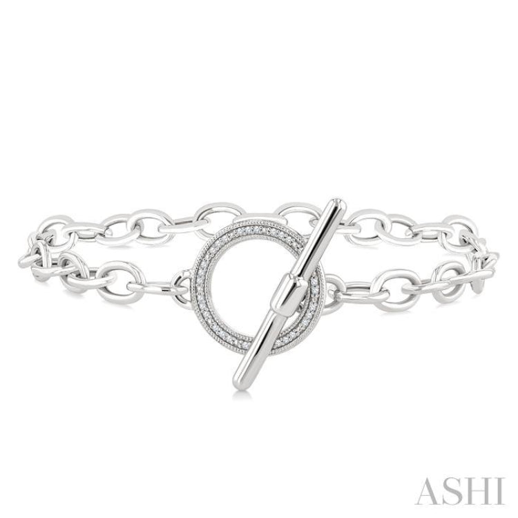 1/10 Ctw Circle Toggle Round Cut Diamond Fashion Bracelet in Sterling Silver