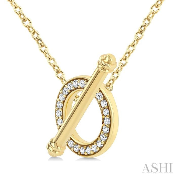 1/8 Ctw Circle Toggle Round Cut Diamond Fashion Necklace in 10K Yellow Gold